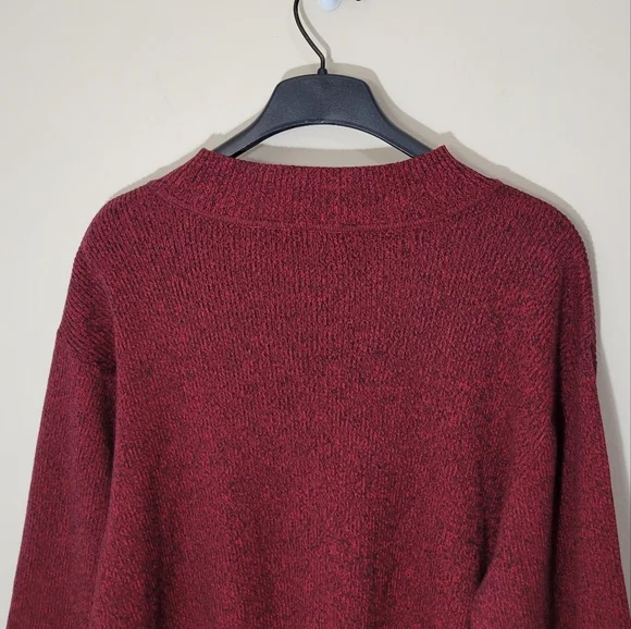 Liz Claiborne Woman Burgundy Wine Black Mock Neck Ribbed Knit Sweater Size 3X - Picture 4 of 9